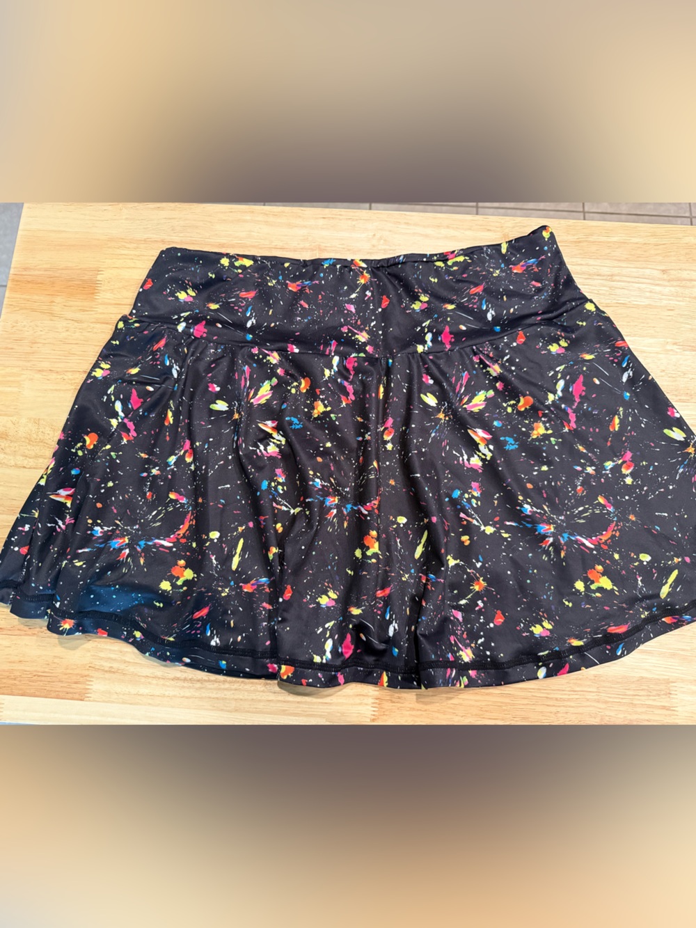Black Multi-Splash Active Skort
